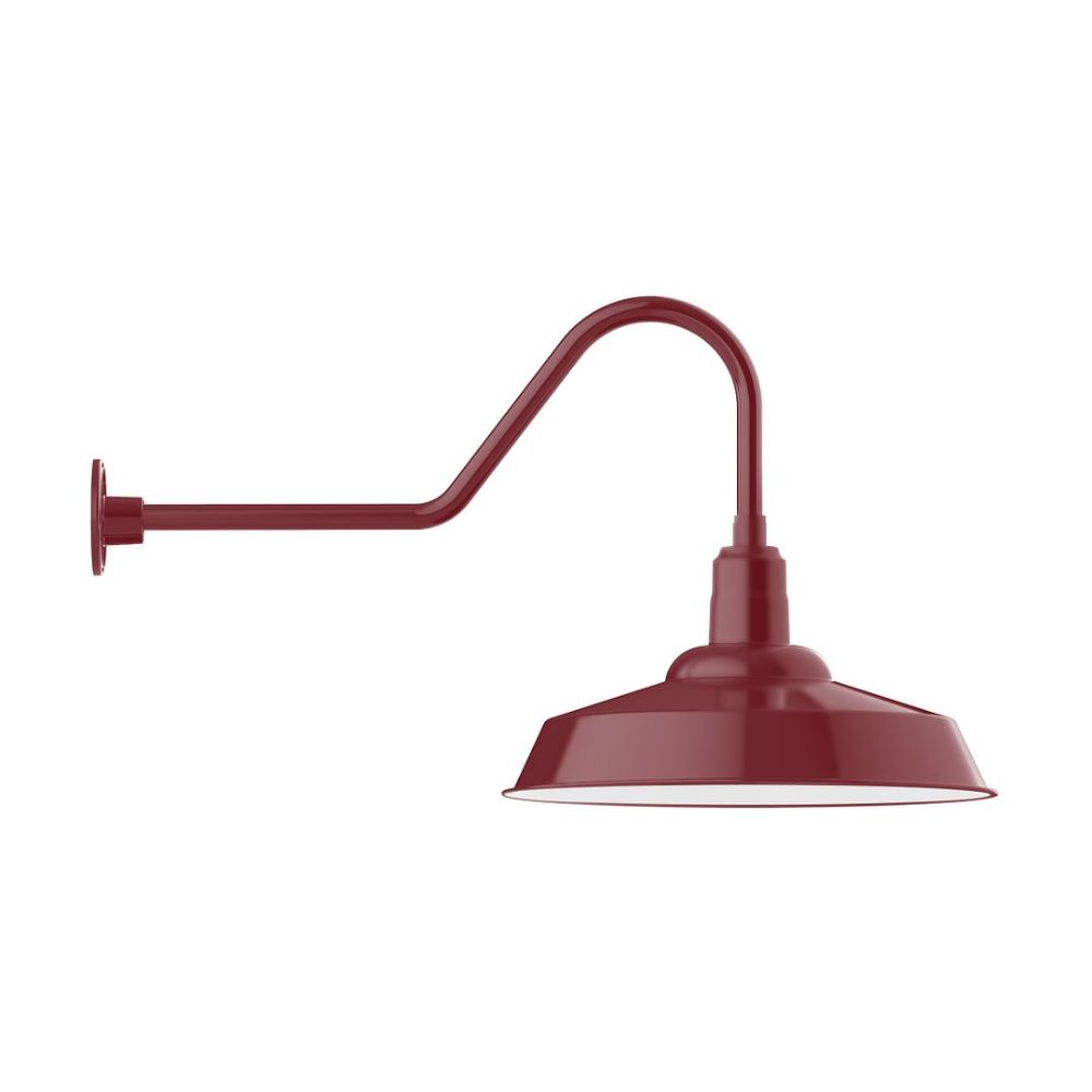 Montclair Lightworks GNC186-55-B01-L14 20" Warehouse Shade, Led Gooseneck Wall Mount, Decorative Canopy Cover, Barn Red